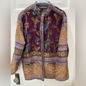 Vintage Sag Harbor Tapestry Multicolor Embroidered Jacket, Size XL, Cottagecore